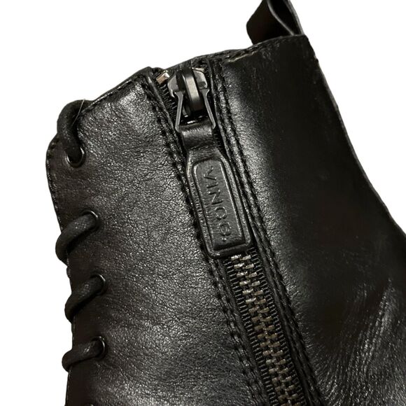 Vince Cabria Lug Combat Boots Leather Zip Lace Up Ankle Booties Black 8.5 NWOB - Picture 10 of 14